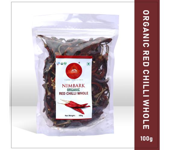 Nimbark Organic  Red Chilli Whole | Dried Kashmiri Chilly Stemless | Authentic Sun Dried 100gm