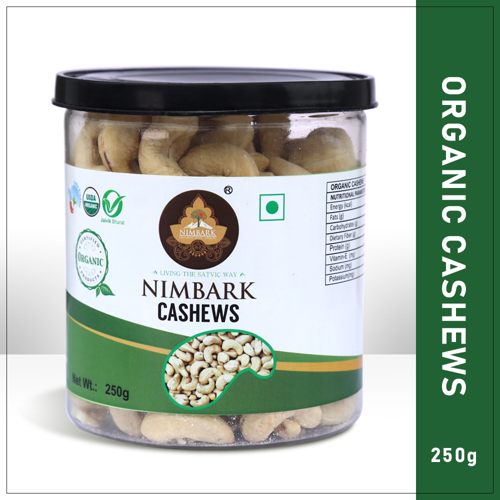 Nimbark Organic Cashews | Whole Cashews | Crunchy Cashew Nuts | Kaju 250gm